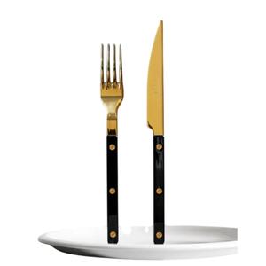 Ensemble de couverts en acier inoxydable de style vintage avec des poignées uniques en écaille de tortue, parfait pour la salle à manger à domicile et l'utilisation en restaurant - Product Image 6