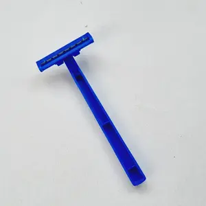 Disposable Medical Razor with Blue Plastic Handle, 2 Blades - Hygienic Shave Prep for Medical Procedures