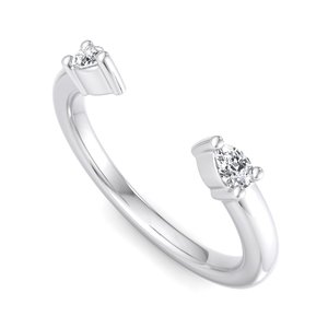 luxury rose gold pear cut diamond <b>two</b> <b>stone</b> open cuff <b>ring</b> minimalist bypass adjustable band stackable fashion jewelry for women - Product Image 2