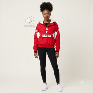 Delta | Sigma | Theta Sorority Pullover Windbreaker <b>Jacket</b> Women's <b>Packable</b> Shell <b>Jacket</b> Zip-Up Hooded Rain Coat Anorak <b>Jacket</b> - Product Image 4