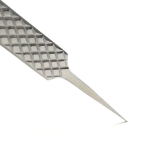 Pinzas para Pestañas de Acero Inoxidable Plateado con Agarre de Diamante, Etiqueta Personalizada, Punta Fina, Herramienta Clásica para Aislamiento de Volumen de Pestañas - Product Image 1