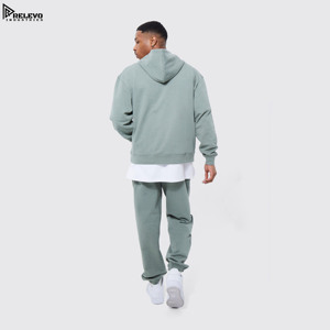 Conjuntos Deportivos Casuales de Invierno de Pakistán, Ligeros, 100% Algodón, Sudadera Holgada con Capucha y Pantalones Deportivos - Product Image 2