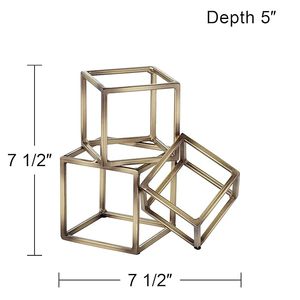 Ensemble de 2 serre-livres géométriques modernes en métal, supports décoratifs en forme de cube pour étagères, bureau, maison, finition dorée - Product Image 6