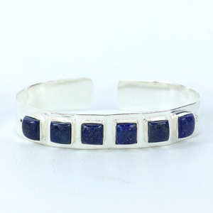 Wholesale 925 Sterling <b>Silver</b> Plated Natural Lapis Lazuli Cuff <b>Bracelet</b> Handmade Designer Gemstone Cuff <b>Bangle</b> Jewelry for Women - Product Image 4