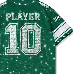 Maillot de football américain en maille à strass pour femmes, col en V, numéro 10 en cristal, uniforme d'équipe personnalisé, production en gros OEM - Product Image 5