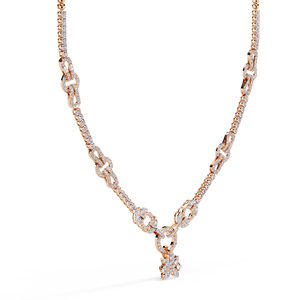 สร้อยคอที่มีขอบห้อยที่สวยงามห้อยรอบตัดห้องปฏิบัติการปลูกเพชร10K 14K 18K สร้อยคอกุหลาบทอง - Product Image 4