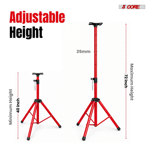 5 Core Metal <b>Speaker</b> Stand Tripod Pair Heavy Duty Adjustable 72" Universal Mount for PA <b>DJ</b> Studio w Bag - Product Image 2