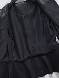 Blazer de Cuero Sintético Negro para Mujer, Manga Larga, Cuello Redondo, Cierre de Botones, Chaqueta Corta de Otoño - Product Image 3