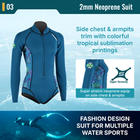 Combinaison en néoprène Aropec 2 mm pour femme - Combinaison intégrale à fermeture éclair sur le devant avec coutures plates, équipement confortable pour les sports nautiques, OEM/ODM disponible