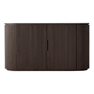 Luxury Japandi <b>Sideboard</b> Solid Teak Dark Brown Finish Vertical Fluted Doors Curved Edge Eco-Friendly for Luxury Interior - Product Image 1