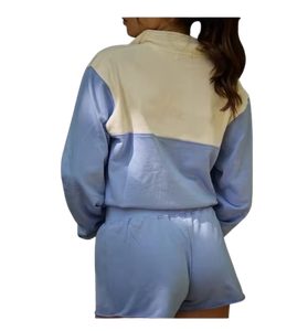 Premium Women's Velvet Lounge Set Quarter Zip Pullover Drawstring Shorts Athleisure Apparel Collection - Product Image 5