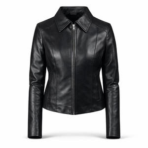 Chaqueta de Cuero Vacuno Negra Unisex Premium, Corte Holgado, Cuello Mao Clásico, Chaqueta con Cremallera para Invierno, Uso Diario, Oficina, Ropa de Calle - Product Image 1