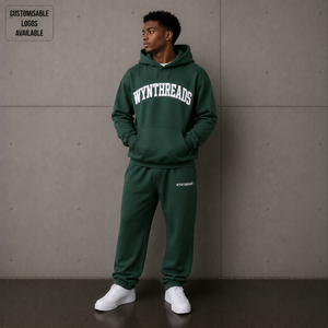 Meilleures ventes : Ensemble molletonné épais 300-500 GSM avec impression personnalisée en relief – Sweat à capuche et pantalon de jogging pour homme, style streetwear oversize - Product Image 3