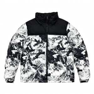 Whiteaura International Puffer Jacket <b>Abstract</b> Print Full Zip Warm Waterproof Breathable <b>Canvas</b> Winter Outerwear Regular Fit - Product Image 4