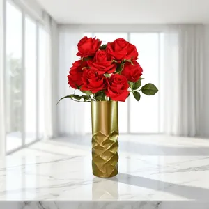 Florero de Metal Dorado, Porta Macetas, Adorno Decorativo para Decoración del Hogar, Sala de Estar, Dormitorio, Mesa, Oficina, Entrada - Product Image 3