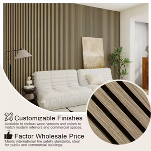 Panel Acústico Absorbente de Fibra de Poliéster, Panel de Listones de Madera Insonorizante para Villa, 2400mm*600mm*20mm, Paneles de Listones de Madera PET - Product Image 3