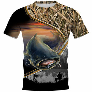 Camiseta de Pesca Personalizada de Manga Corta 100% Algodón, Impresión Serigráfica de Marca Privada, Transpirable, de Secado Rápido, Tallas Grandes - Product Image 4