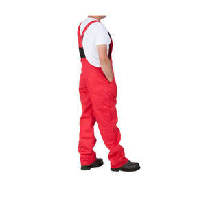 Combinaison de travail en coton rouge pour hommes, anti-poussière, avec bretelles réglables, uniforme - Product Image 2