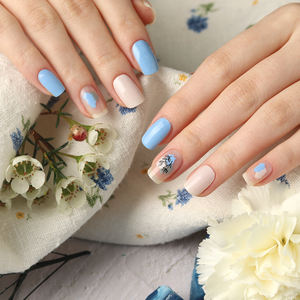 Tiras de Gel para uñas ShineB #45765, pegatinas de Gel para uñas, arte de uñas automático fácil, color azul con arte de dibujo a mano hecho en Corea oem odm - Product Image 5