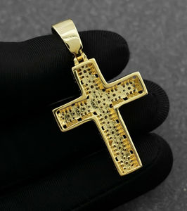 Collar con Colgante de Cruz de Moissanita Plateada, Chapado en Oro/Plata de Dos Tonos, Estilo Hip Hop, Unisex - Product Image 4