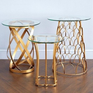 Table basse moderne en métal au design minimaliste fait main avec cadre en fer doré, meubles de salon - Product Image 5