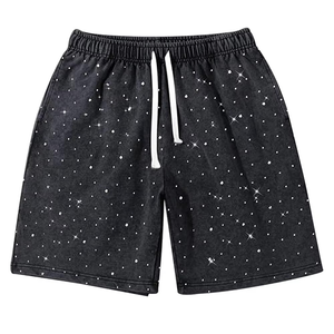 Latest Style Custom Design Logo Color Men Women Unisex Cotton <b>Shorts</b> Rhinestone Heavyweight Fleece <b>Shorts</b> Long Drawstrings - Product Image 6