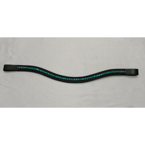 Fronture d'équitation extérieure de haute qualité en cuir noir et pierres bleues pour personnalisation de la bride acceptée - Product Image 1