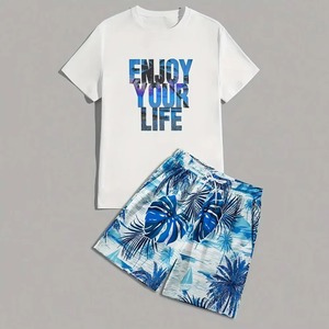 Conjunto Deportivo de Verano para Hombre de Primera Calidad, 100% Algodón, Elástico, con Logotipo Personalizado, 2 Piezas - Product Image 1
