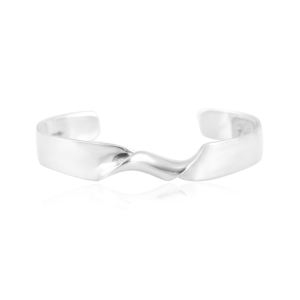 <b>Silver</b> Mountain 925 Sterling <b>Silver</b> Twisted Wave <b>Charm</b> <b>Bracelet</b> Minimalist Open Kada High Polish Finish Women's/Unisex 30g - Product Image 1