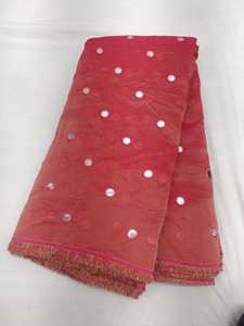 Viscose Tissue Mirror Work Fabric 95 GSM 44 Inch Width Elegant Reflective <b>Embroidery</b> <b>Material</b> For Ethnic Party Wear 5 Meters - Product Image 3
