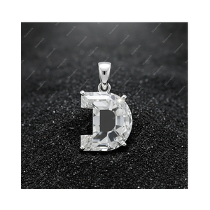 Pendentif solitaire en argent sterling 925 plaqué or avec lettre initiale D en diamant de laboratoire certifié GIA IGI DEF VVS VS, cadeau pour lui ou elle - Product Image 1