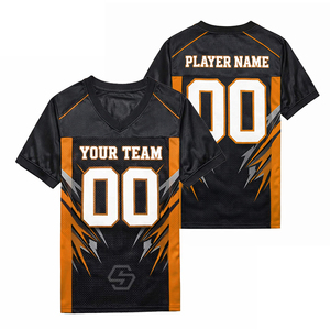 Camiseta de Fútbol Americano Personalizada Sublimada, Cuello en V, Manga Corta, Poliéster que Absorbe la Humedad, Ropa Deportiva de Equipo, Unisex, Adulto, Tallas Grandes - Product Image 1