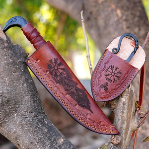 9.5 Inch Industrial Grade Viking Knives Hand Forged Stainless Steel HRC60-65 Camping Use Odin's Raven Norse Handle Knife <b>Locket</b> - Product Image 5
