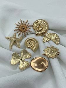 Colección de Broches con Dijes de Concha Dorada de Sangam Textiles, Accesorios de Joyería de Metal Estilo Europeo Americano para Manualidades DIY, Cuatro Estaciones - Product Image 4