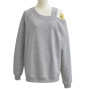 Custom Logo Eco-Friendly Breathable Shoulder Casual <b>Jumper</b> Long Sleeve Slash Neckline Oversized Pullover Tops Sweatshirt Women - Product Image 2