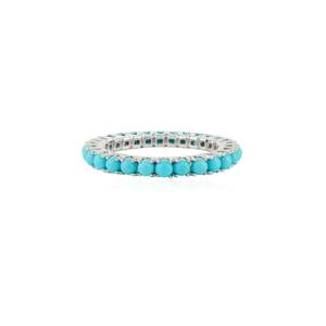 14K Natural Turquoise Stackable Eternity Wedding Band - Product Image 4