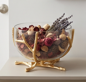 Elegante Tazón Decorativo con Adorno de Asta Dorada, Pieza Decorativa de Vidrio Hecha a Mano para Exhibición en Mesa, Estilo Glamuroso para Decoración del Hogar - Product Image 5
