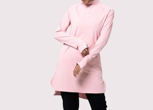 Eco-Friendly Breathable Islamic Modest T Shirt Quarter Zipper Streetwear Modest Plus Size Muslim Workout Modest T-Shirt Woman - Product Image 2