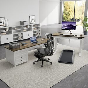 โต๊ะทำงาน/เขียนหนังสือ/เรียนรู้สีขาวสไตล์โมเดิร์นสำหรับห้องนอน โต๊ะคอมพิวเตอร์แบบตั้งพื้นพร้อมลิ้นชักและปลั๊กไฟสำหรับทำงานที่บ้าน - Product Image 2