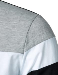 Polo à manches longues pour homme, à blocs de couleur et rayures, en tricot, design décontracté, coupe classique, noir, blanc, gris - Product Image 3
