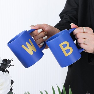Personalized A-Z Minimalist Blue Ceramic <b>Mug</b> 400ml Custom Alphabet Smooth Underglaze Durable Microwave-safe BPA-free - Product Image 1