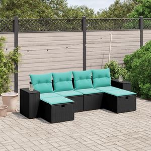 Conjunto de Sofás Modulares Grandes de Ratán Sintético Negro para Jardín, Muebles Modulares Elegantes para Exteriores - Product Image 1
