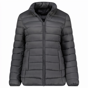 Mens Winter Puffer <b>Jacket</b> Stand Collar Zip Front Windproof Solid Color Polyester Casual Outerwear - Product Image 3