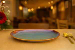 Oval <b>Ceramic</b> Serving <b>Plate</b> With Divided Sections For Food And Sauce Modern Handpainted Design High Quality - Product Image 4