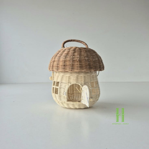 Cesta de Almacenamiento de Ratán Natural Hecha a Mano, con Tapa, Cesta de Juguetes Tejida para Habitación Infantil, Decoración del Hogar, Personalizable - Product Image 1