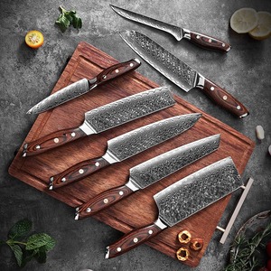 Ensemble de couteaux de chef faits à la main avec lame en acier D2 et manche en bois, ensemble de cuisine, couteau d'extérieur - Product Image 6