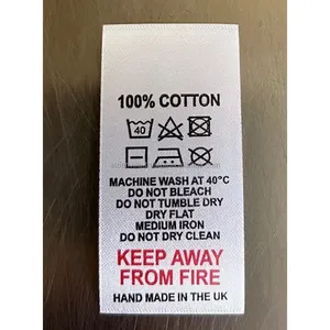 Yıkama talimatı etiketi merkezi kat tekstil lüks saten dokuma konfeksiyon yıkama talimatı etiketi baskı içeriği kumaş etiket hindistan