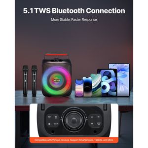 30W 6.5 pouces portable pour machine de karaoké Bluetooth avec 2 microphones sans fil pour adultes - Product Image 4