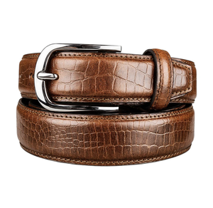 BS INTERNATIONAL <b>Men's</b> Genuine Cow Hide Leather Eco-Friendly Comfortable Vintage Style Casual <b>Belt</b> Steel <b>Snake</b> Buckle (Solid) 38 - Product Image 5
