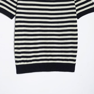 Nouvelle Collection Printemps-Automne 2026 : T-shirt Décontracté Rayé à Manches Courtes en Coton Tricoté Respirant pour Femme - Product Image 3